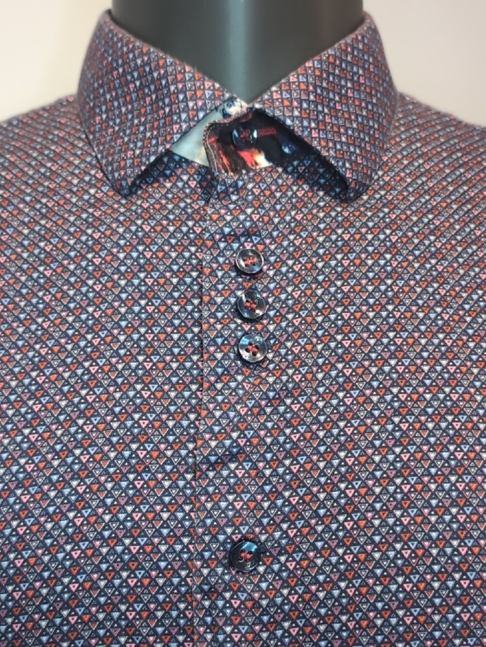 Au Noir Geometric Micro-Pattern Button Down Shirt XL Slim Fit